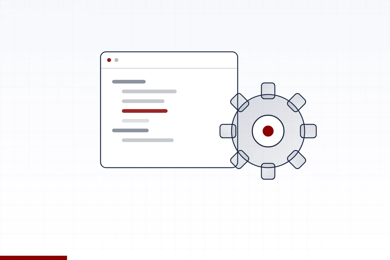 Illustration of a code editor and engineering gear