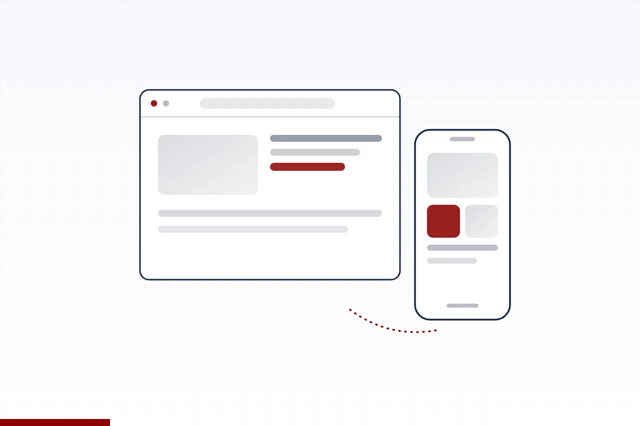 Illustration of a responsive web and mobile app pair