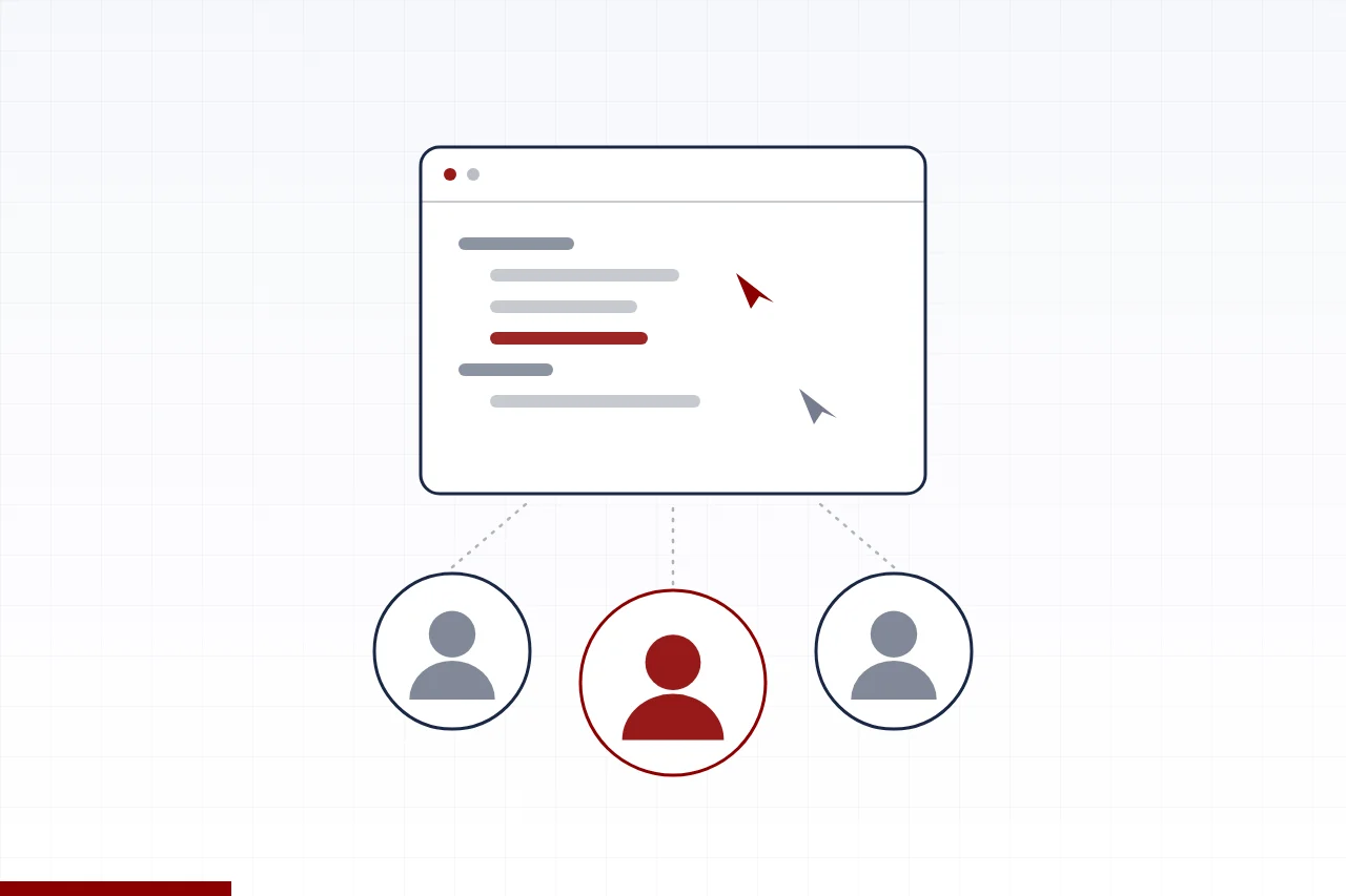 Illustration of three engineers collaborating on shared code