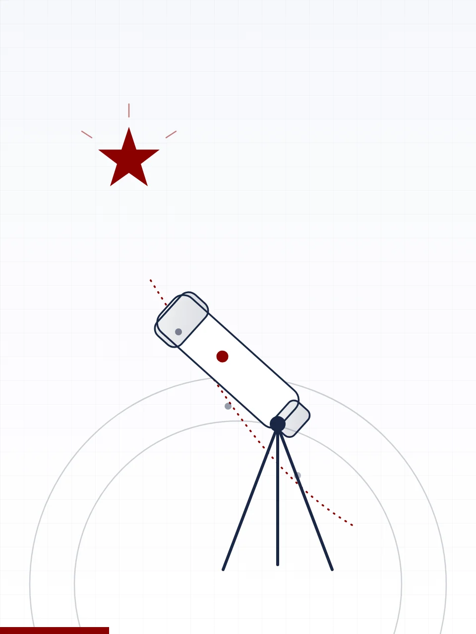 Illustration of a telescope sighting a rising star